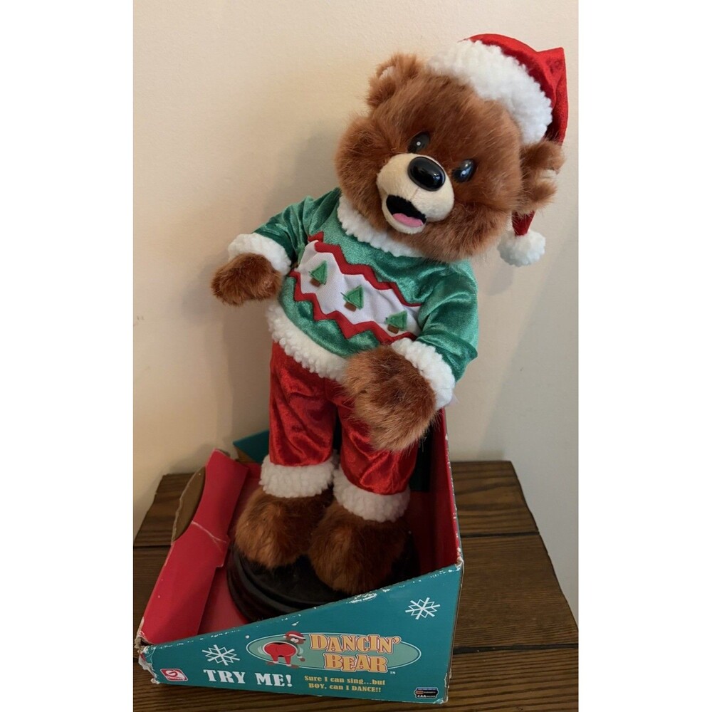 Vintage Gemma Motion Dancing Bear Holiday Christmas Plush 2005 In Box Sweater
